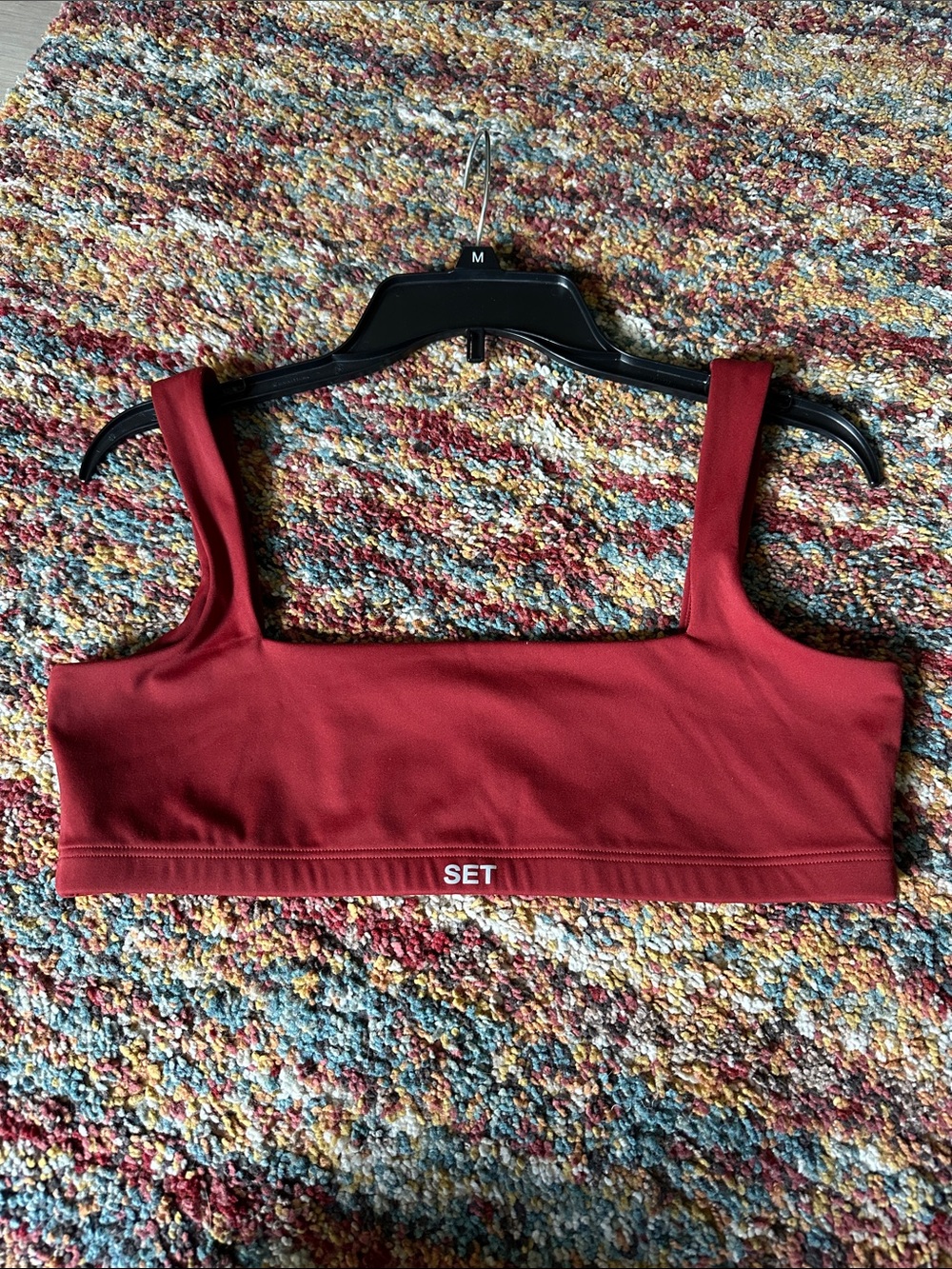 SET Active Square Neck Sports Bralette in Red Burgundy